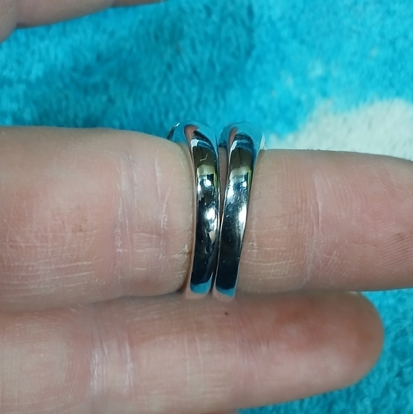 Silvertone cubic zirconia engagement wedding set new size 7 - Picture 4 of 4